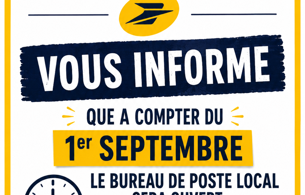 Changement des horaires du Bureau de Poste de Laurens à compter du 01 Septembre 2026